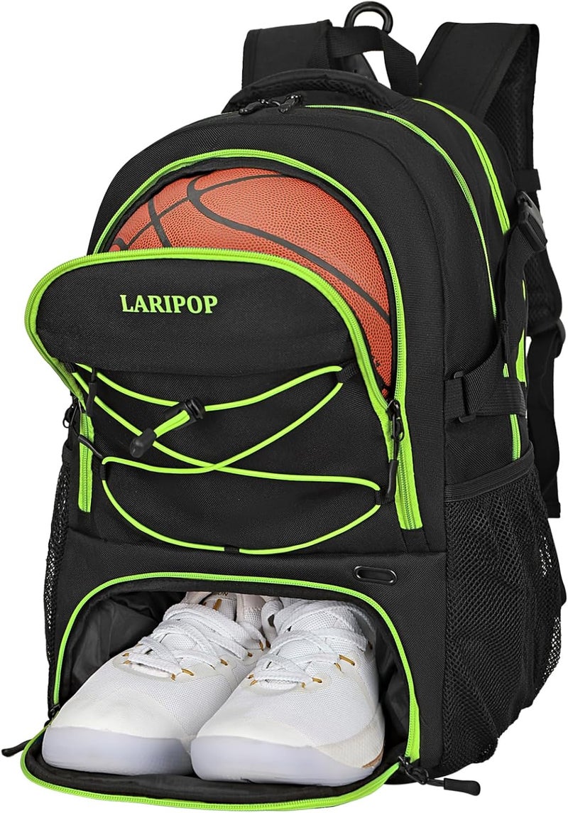 LARIPOP Basketball Backpack, Large Sports Bag with Ball Holder & Shoes Compartment, Basketball Bag for Soccer,Volleyball, - Image 1